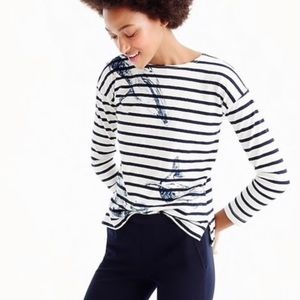 J. Crew Navy Striped Whale Wildlife Society Tee